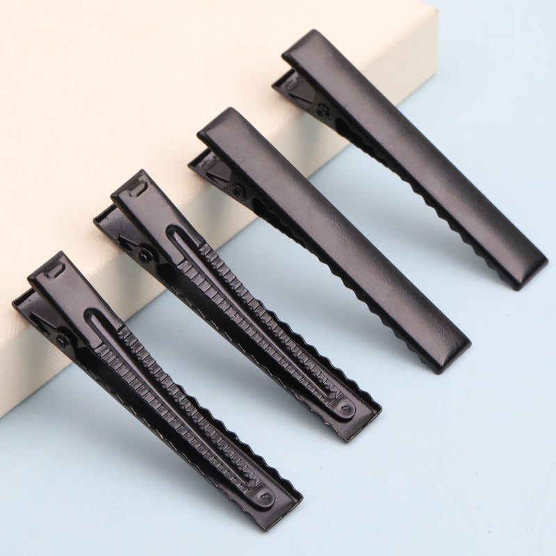 YAKA 50 Pack 1-3/4 Inch(45 mm) Black Alligator Hair Clip Flat Top with Teeth for Arts & Crafts Projects,Teeth Single Prong Metal Clips Hairbow Accessory,Hair Care,Woman - Image 4